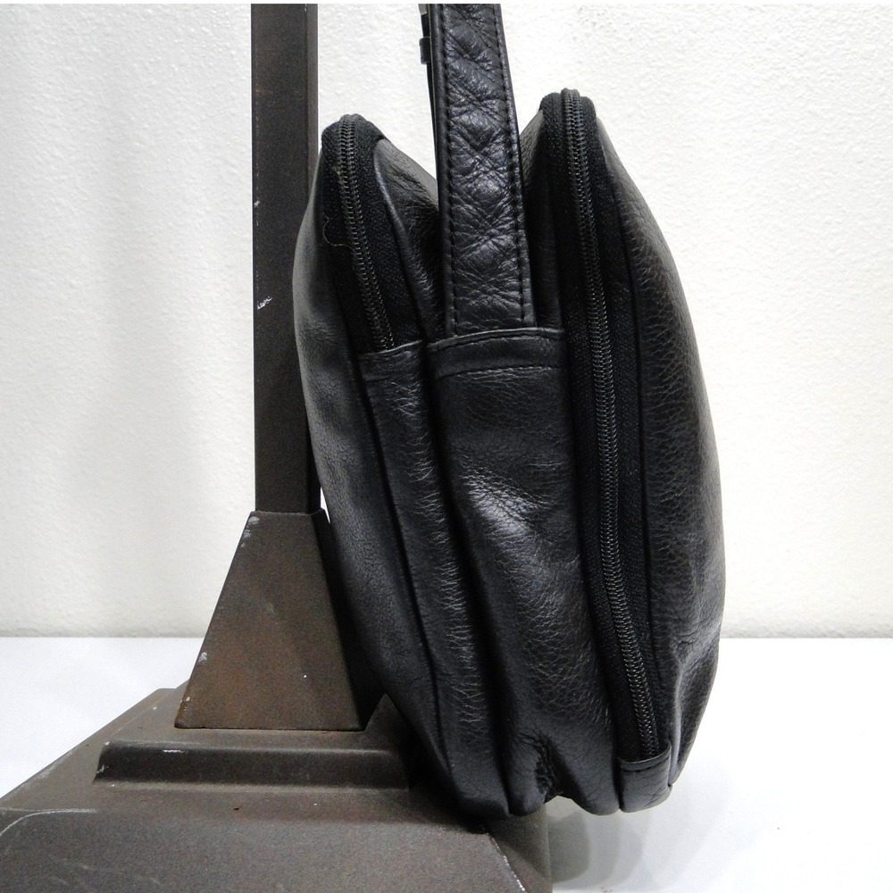 SAS Black Pebbled Leather Organizer Crossbody Bag Made in USA - Picture 4 of 15